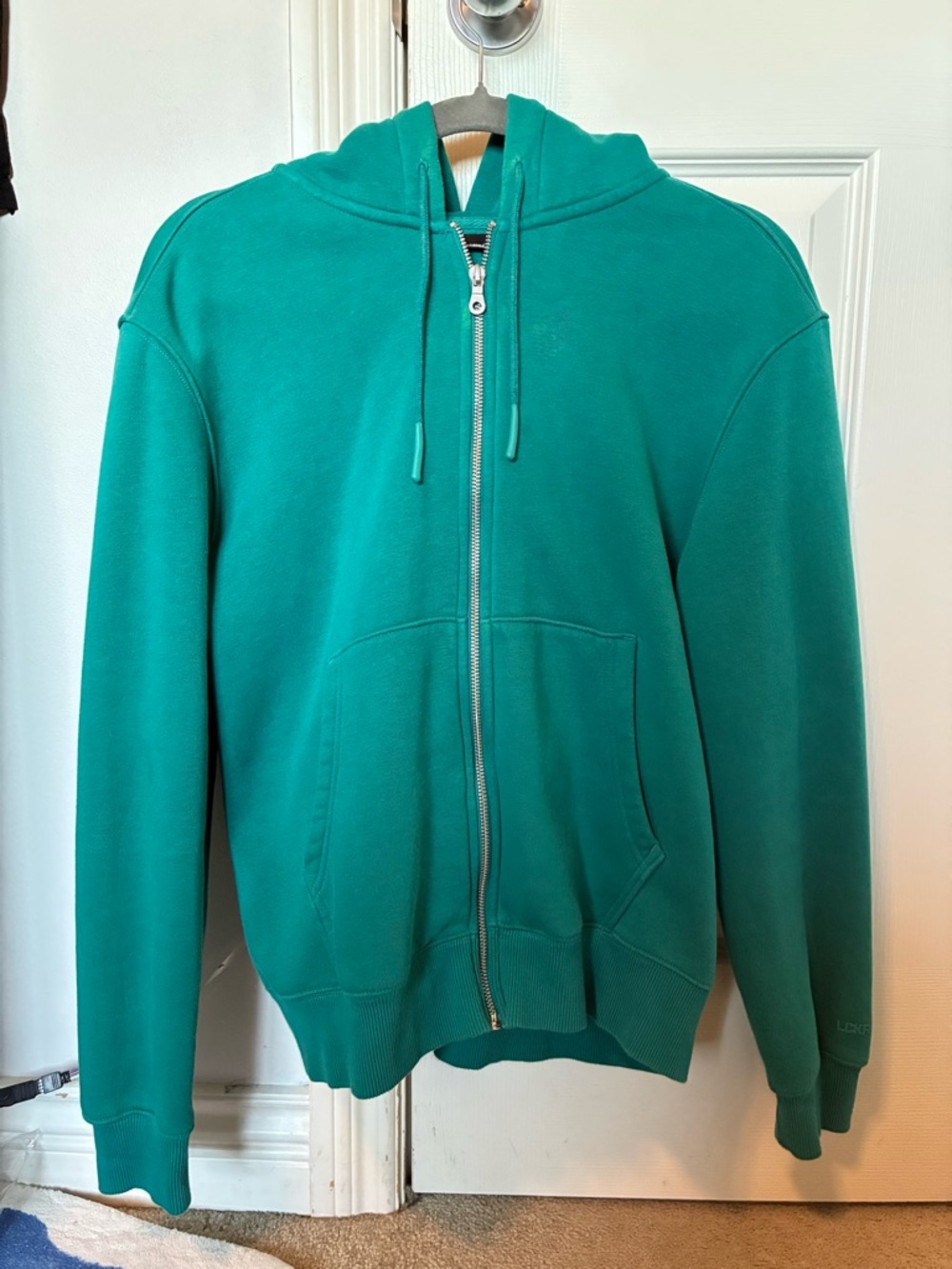 Vintage Teal Zip-Up Hooded Sweater